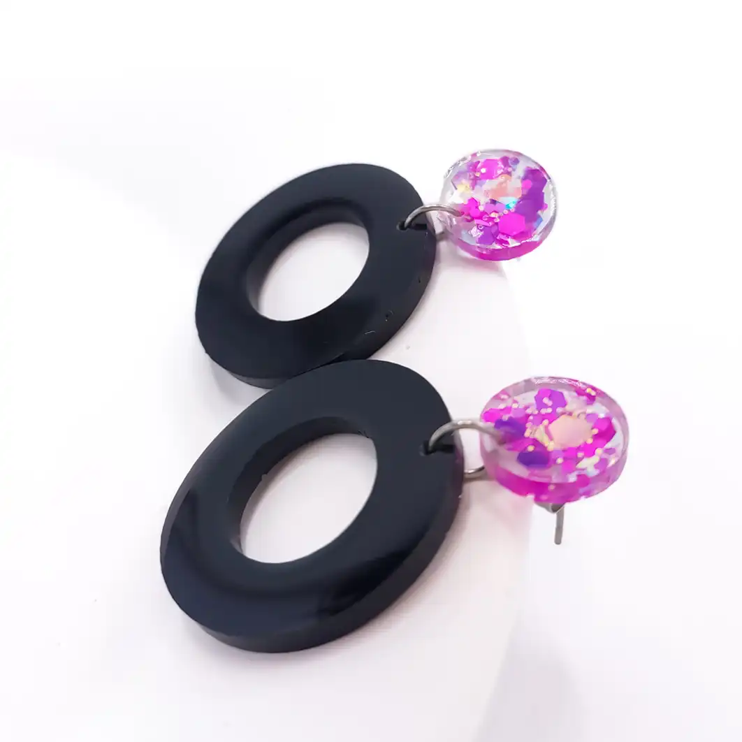 20_1 گوشواره مشکی توخالی - تصویر 1